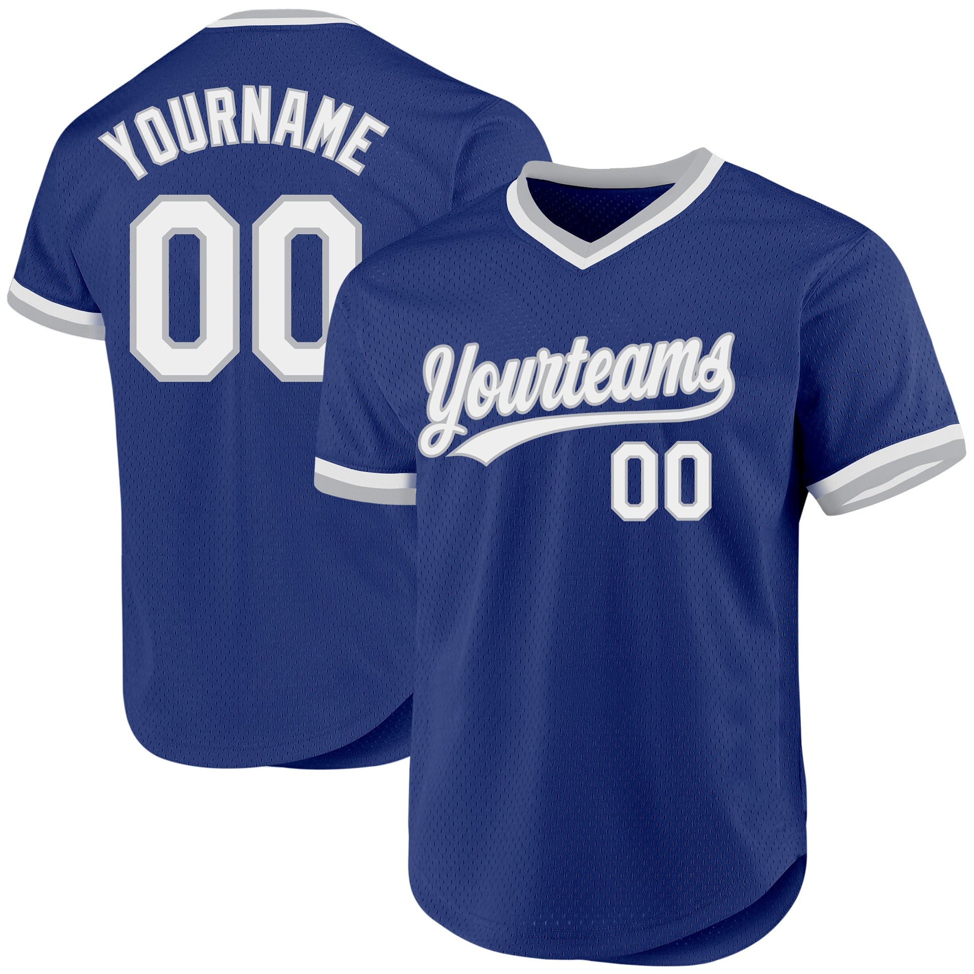 Custom Royal White-Gray Authentic Throwback Baseball Jersey - Main View