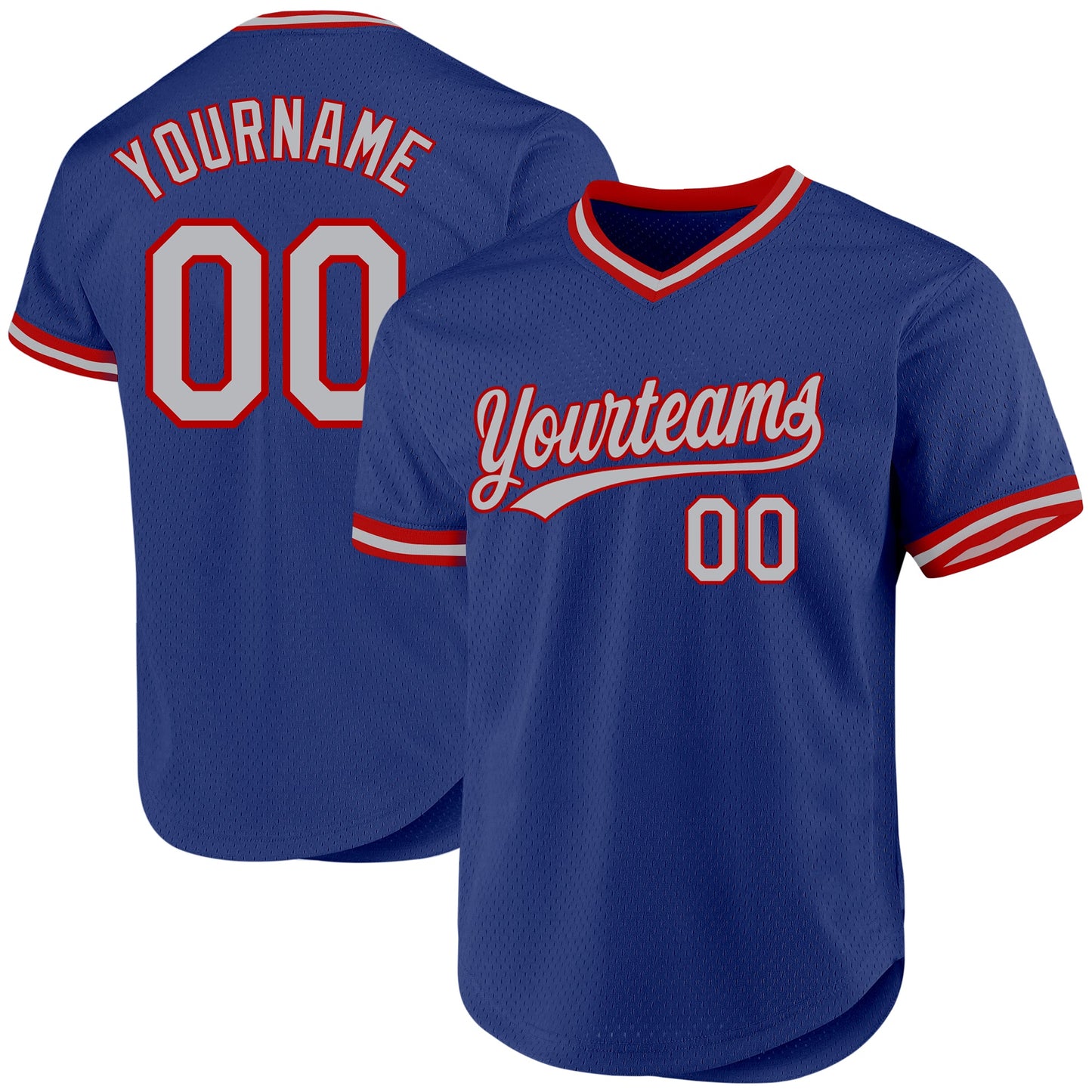 Custom Royal Gray-Red Authentic Throwback Baseball Jersey - Main View