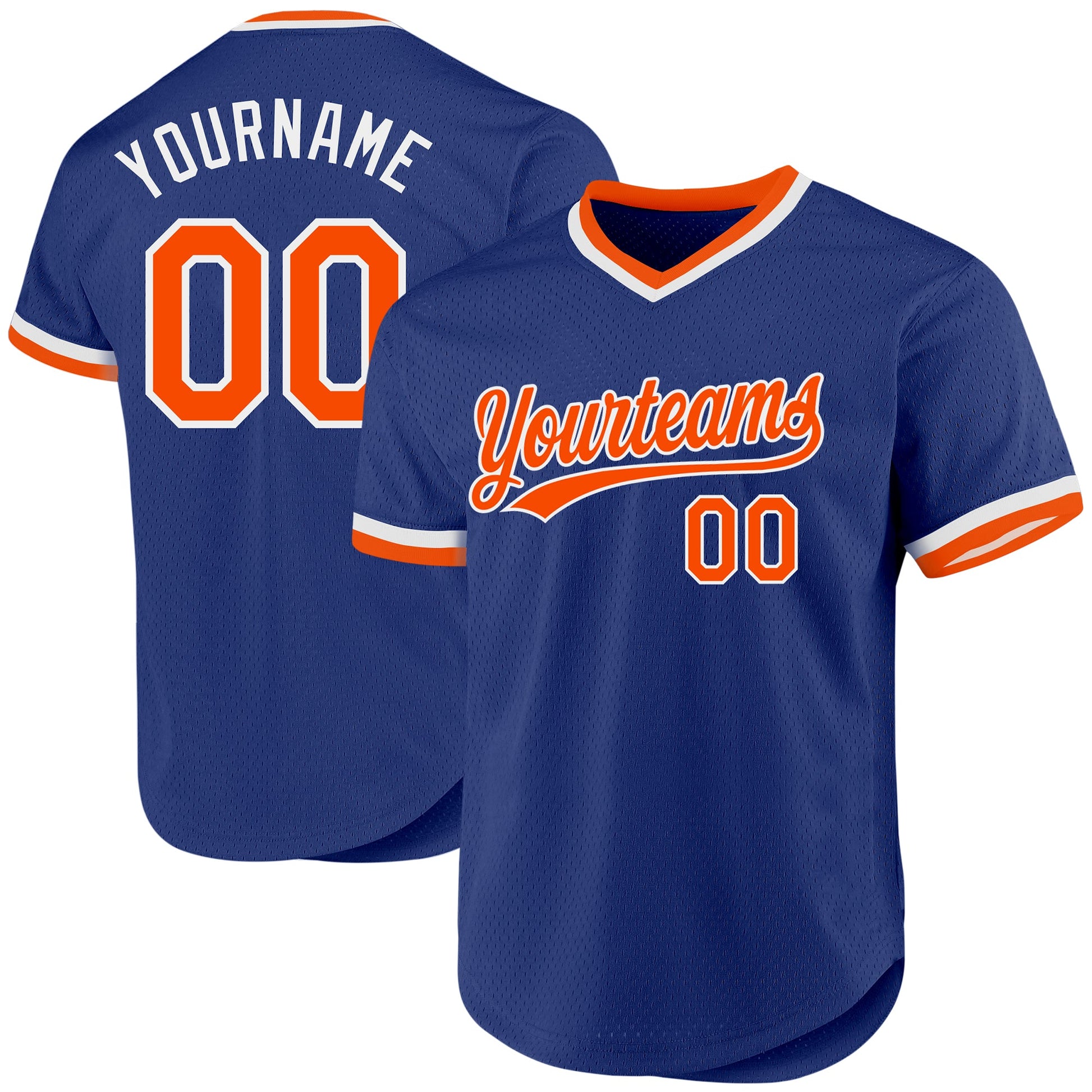 Custom Royal Orange-White Authentic Throwback Baseball Jersey - Main View