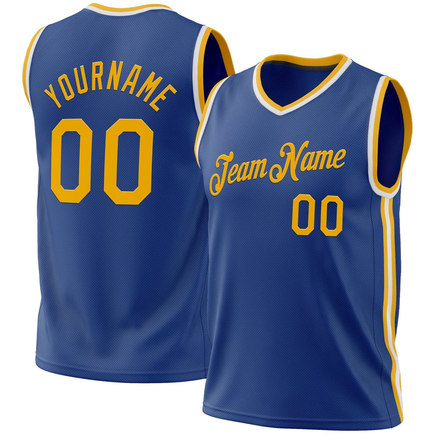 Custom Royal Gold-White Authentic Throwback Basketball Jersey - Main View
