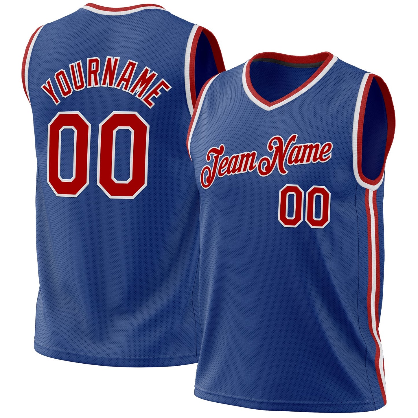 Custom Royal Red-White Authentic Throwback Basketball Jersey - Main View