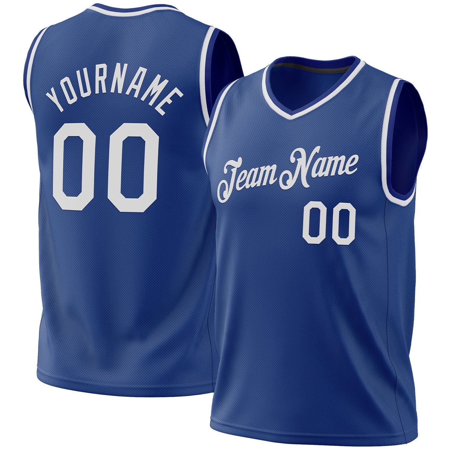 Custom Royal White Authentic Throwback Basketball Jersey - Main View