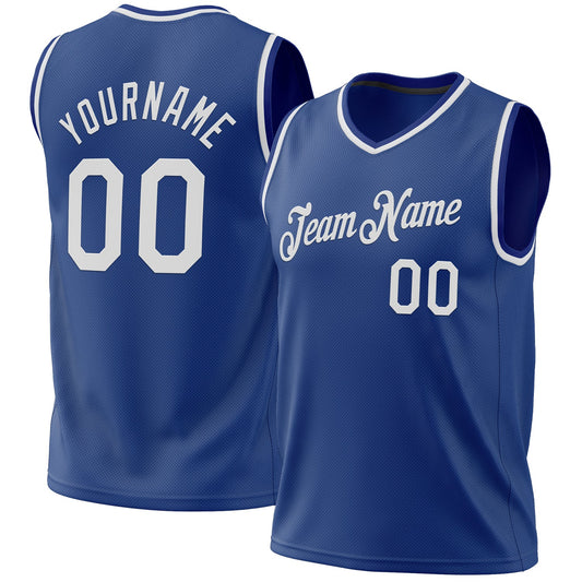Custom Royal White Authentic Throwback Basketball Jersey - Main View