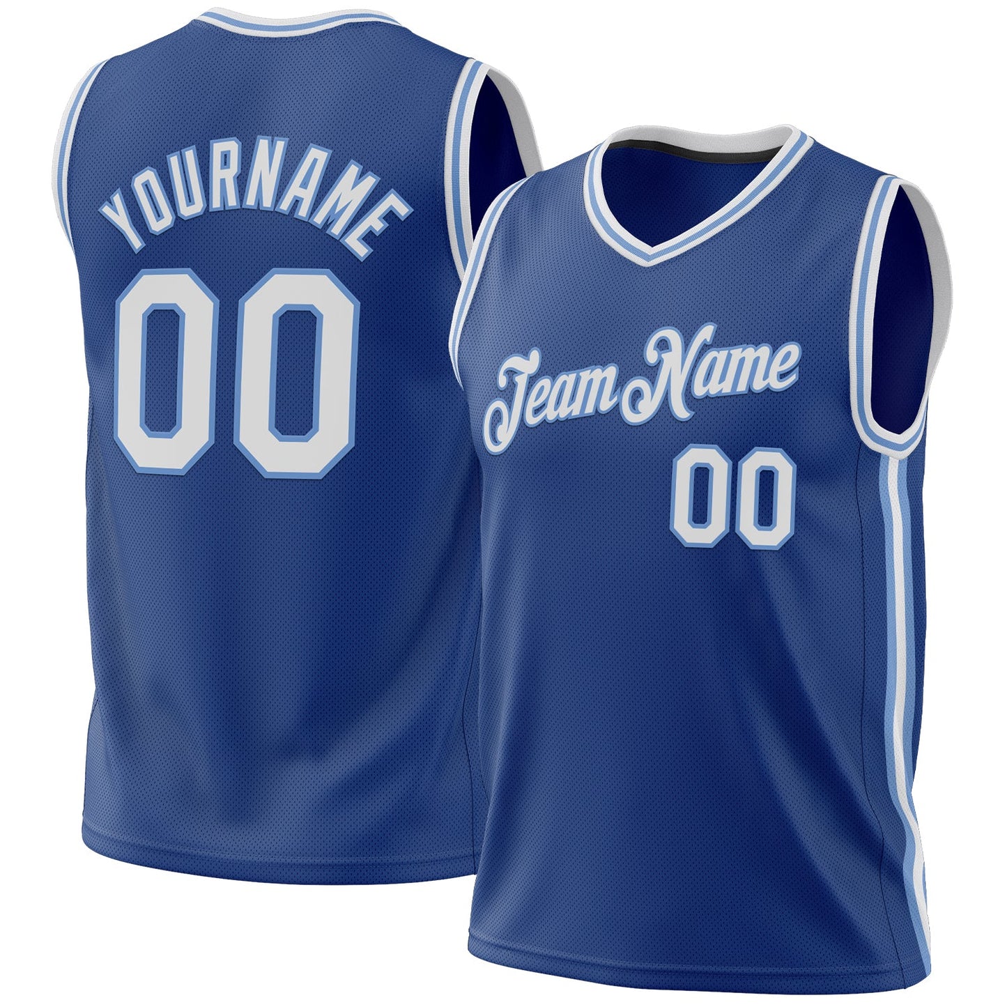 Custom Royal White-Light Blue Authentic Throwback Basketball Jersey - Main View