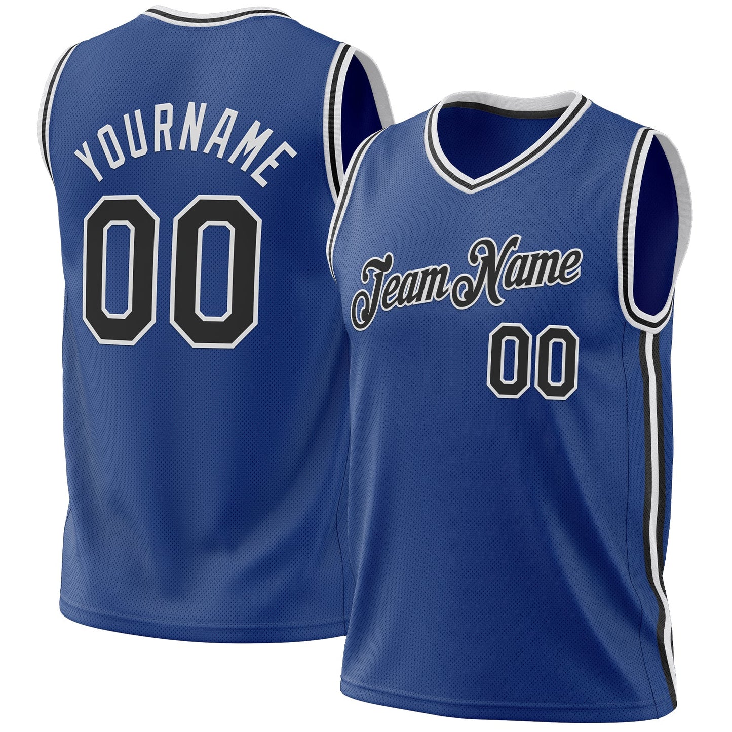 Custom Royal Black-White Authentic Throwback Basketball Jersey - Main View