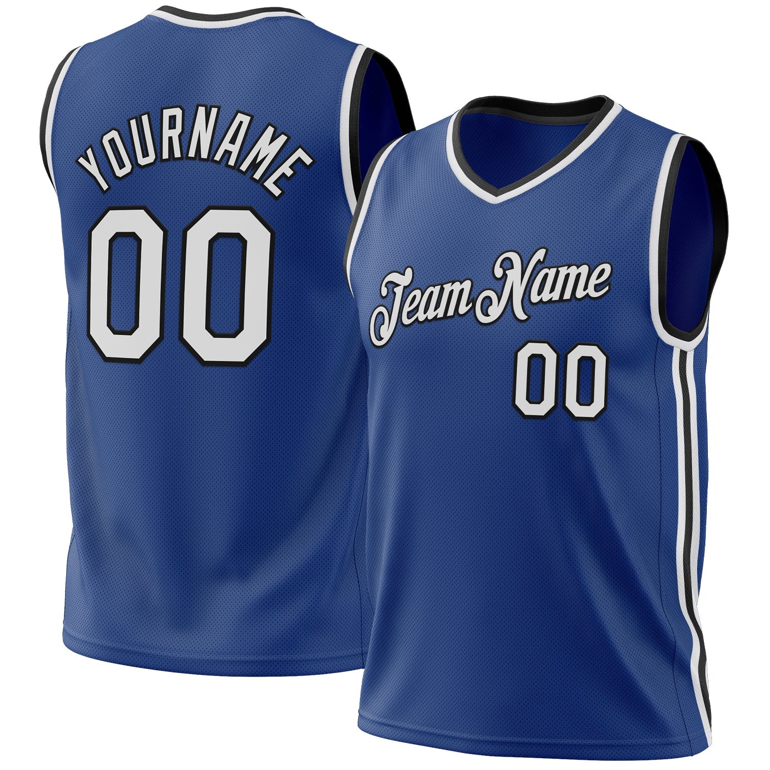Custom Royal White-Black Authentic Throwback Basketball Jersey - Main View