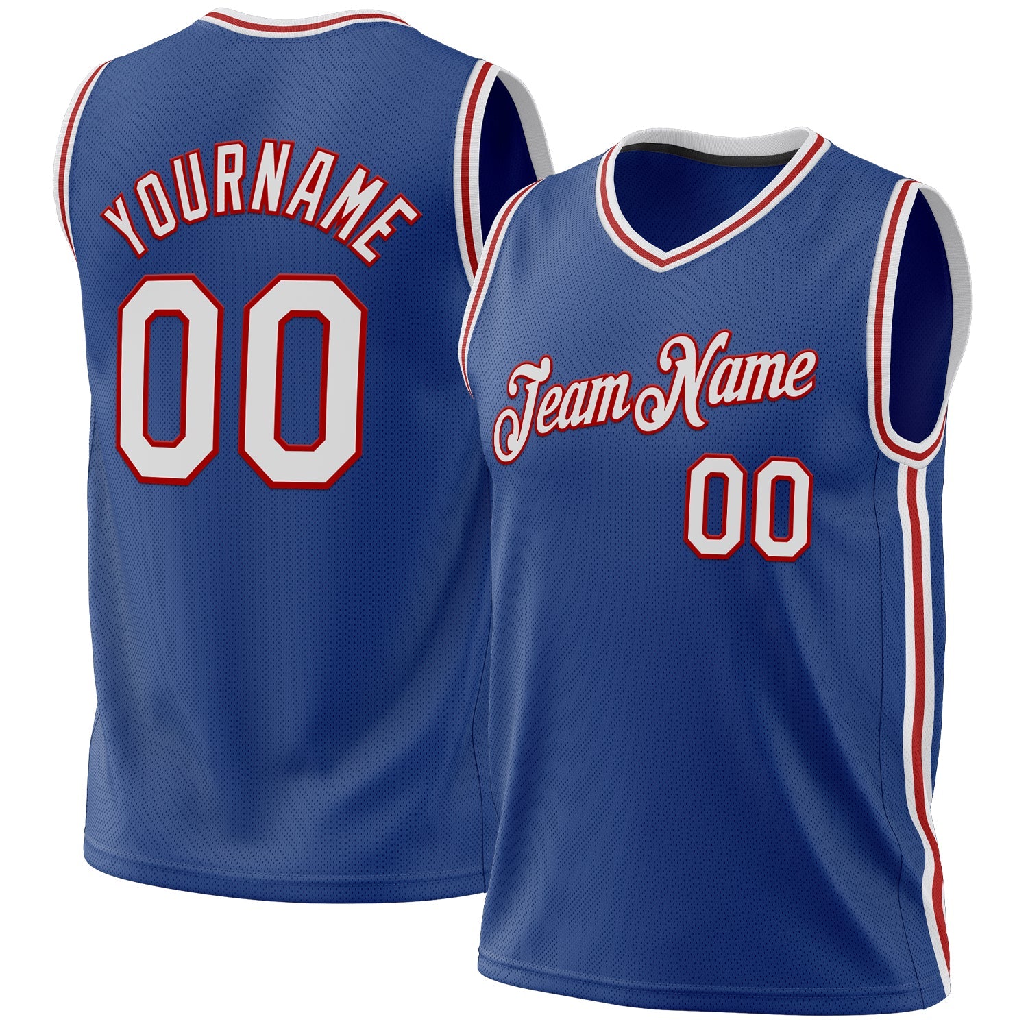 Custom Royal White-Red Authentic Throwback Basketball Jersey - Main View