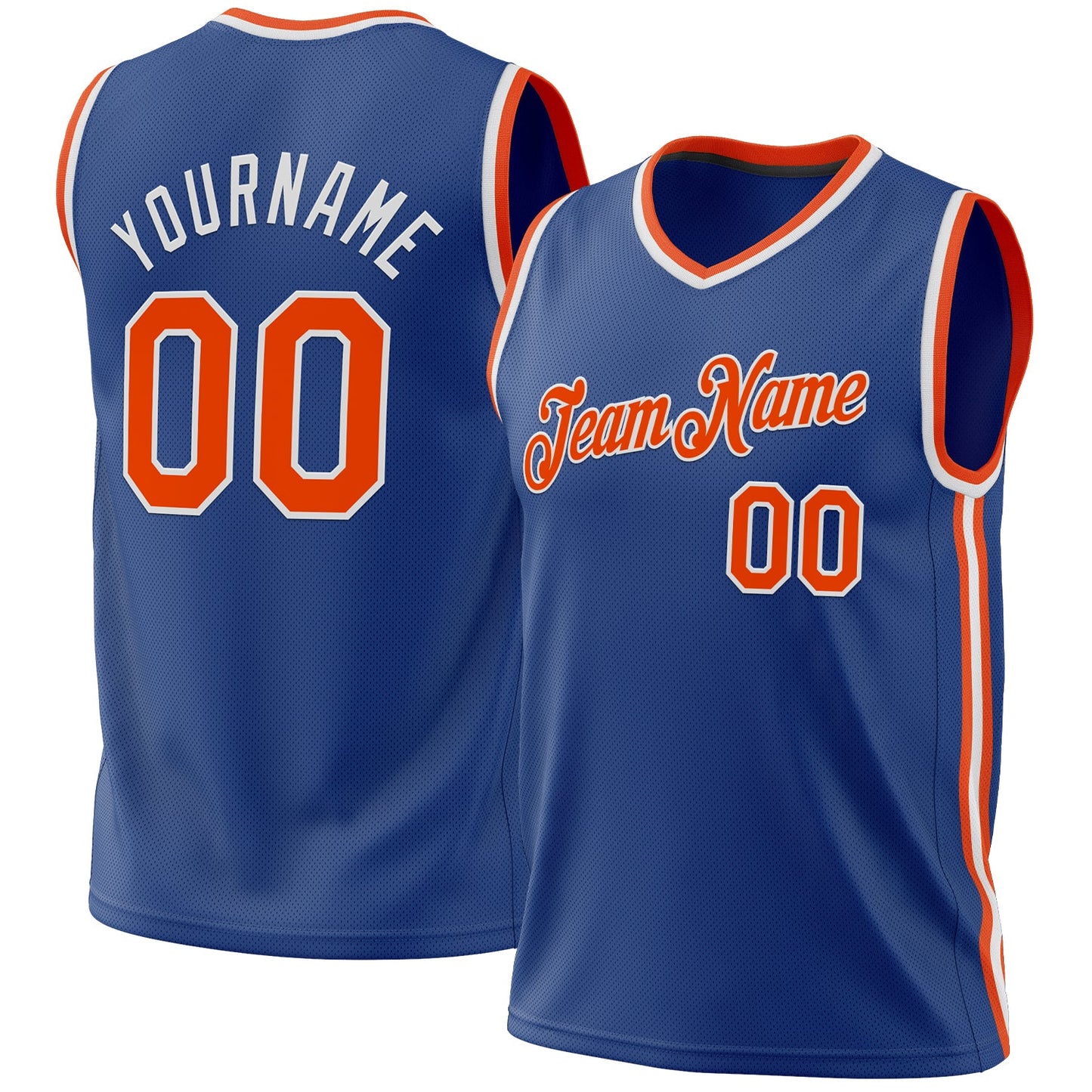 Custom Royal Orange-White Authentic Throwback Basketball Jersey - Main View