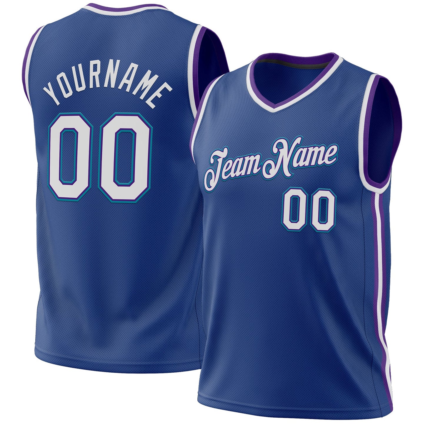 Custom Royal Purple-Teal Authentic Throwback Basketball Jersey - Main View