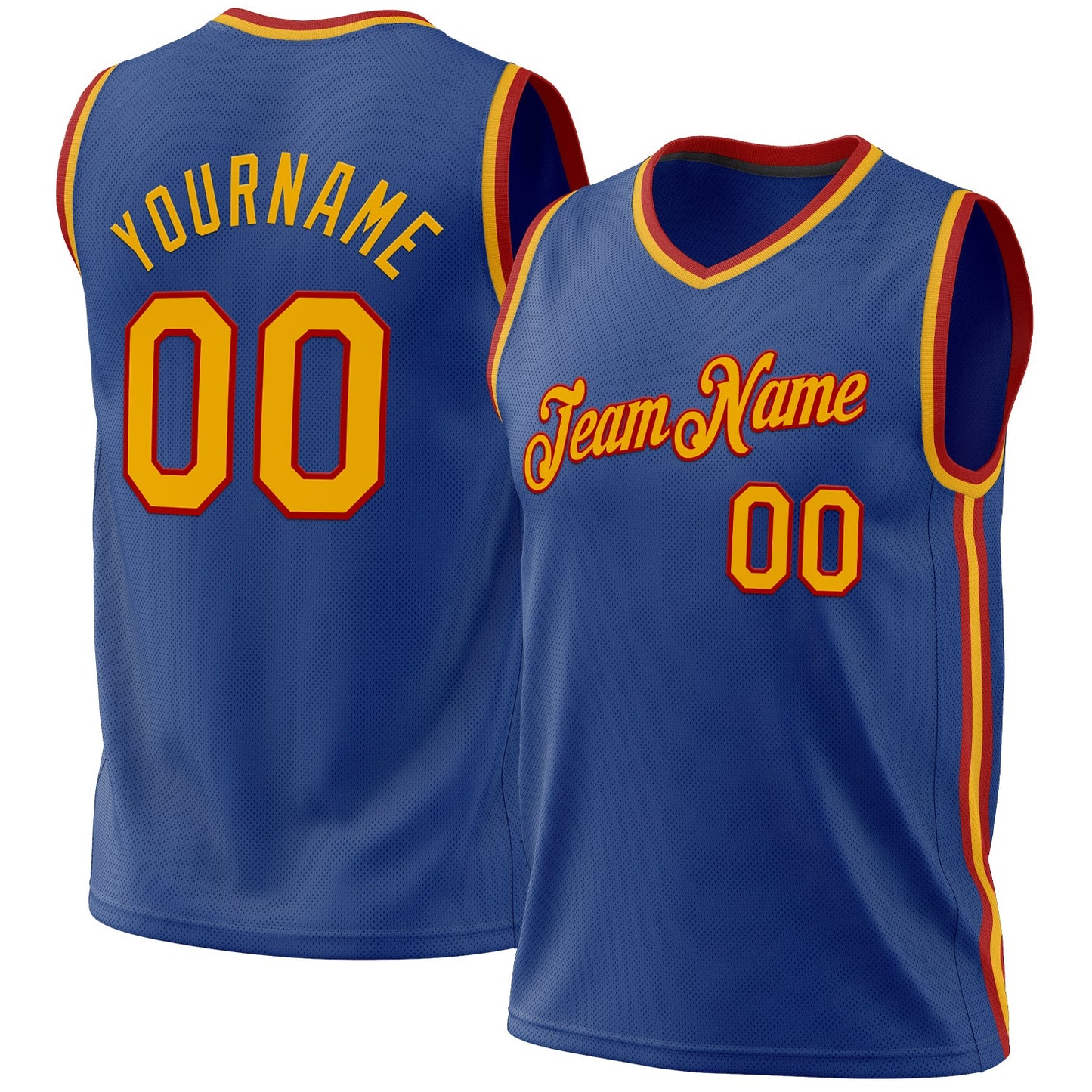 Custom Royal Gold-Red Authentic Throwback Basketball Jersey - Main View