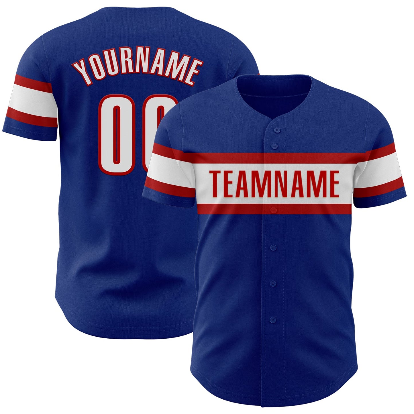 Custom Royal White-Red Authentic Baseball Jersey - Main View