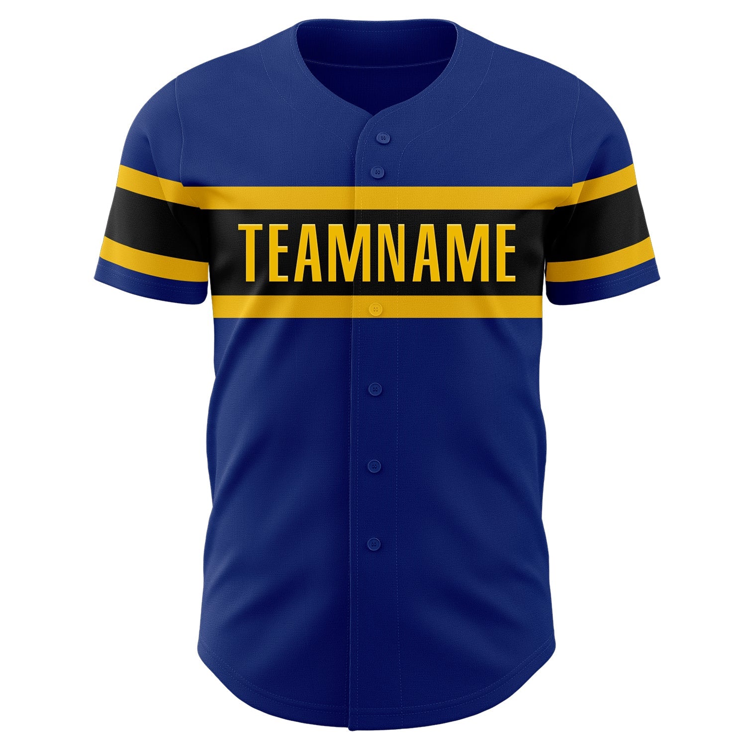 Custom Royal Black-Yellow Authentic Baseball Jersey view 2