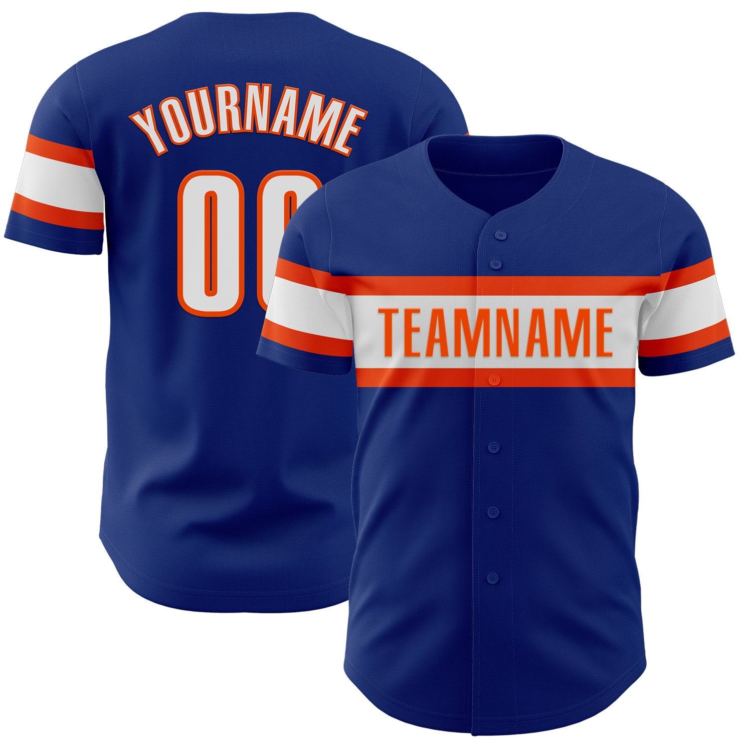 Custom Royal White-Orange Authentic Baseball Jersey - Main View