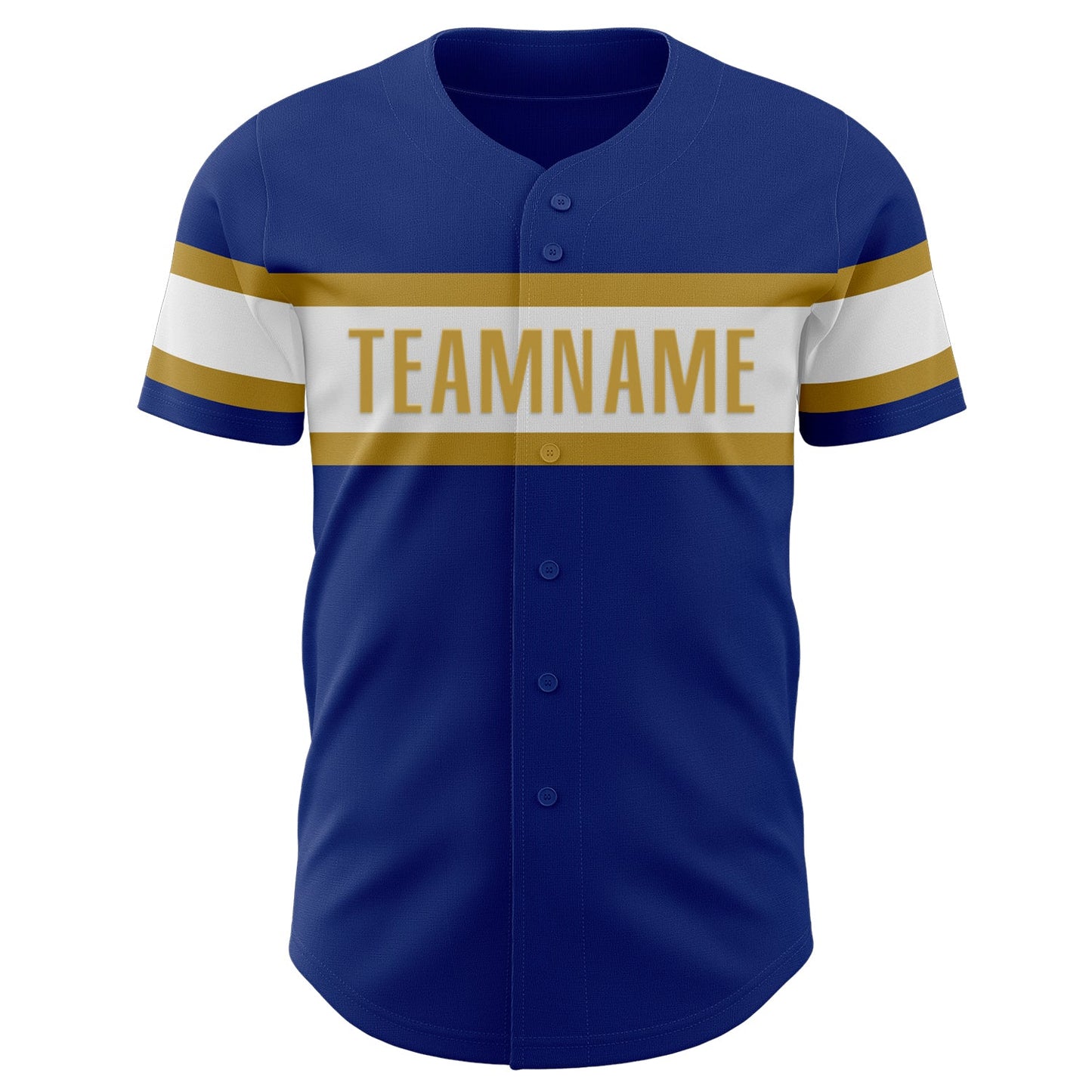 Custom Royal White-Old Gold Authentic Baseball Jersey view 2