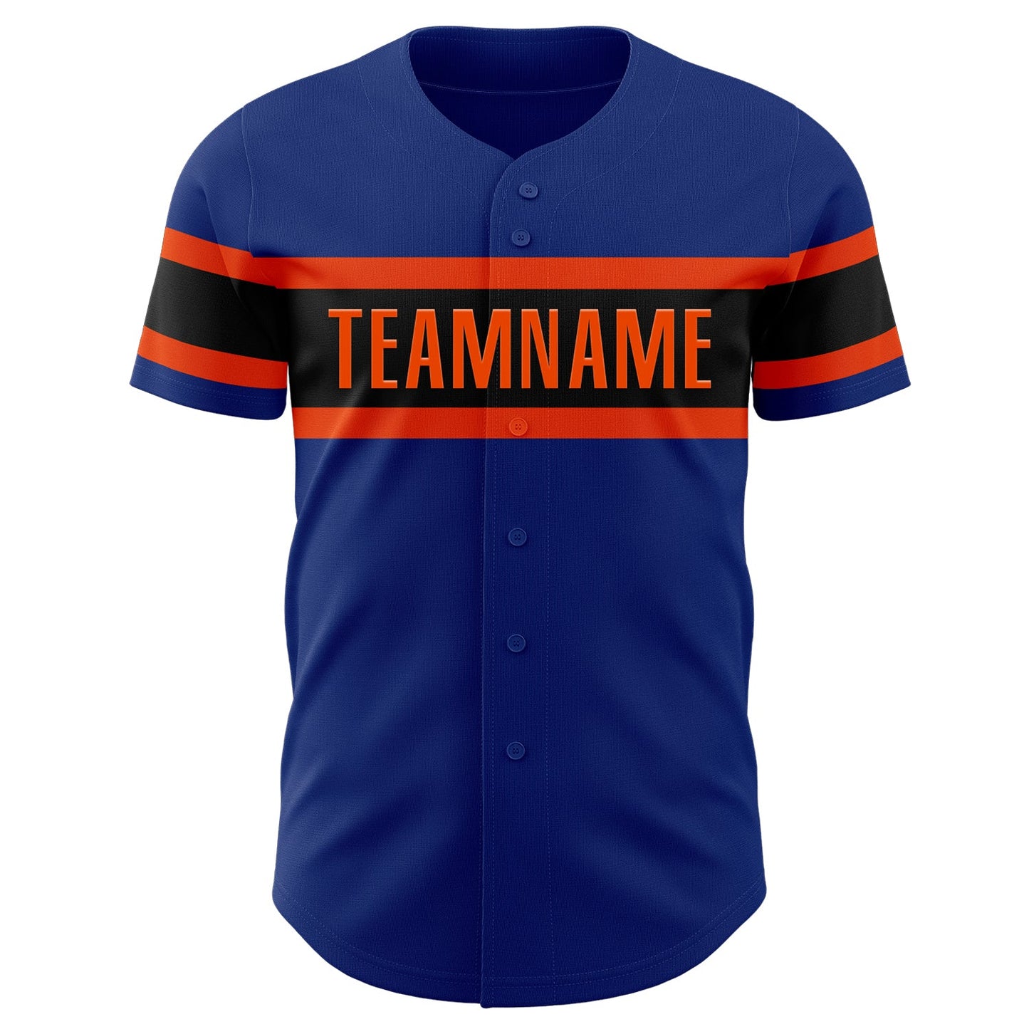 Custom Royal Black-Orange Authentic Baseball Jersey view 2