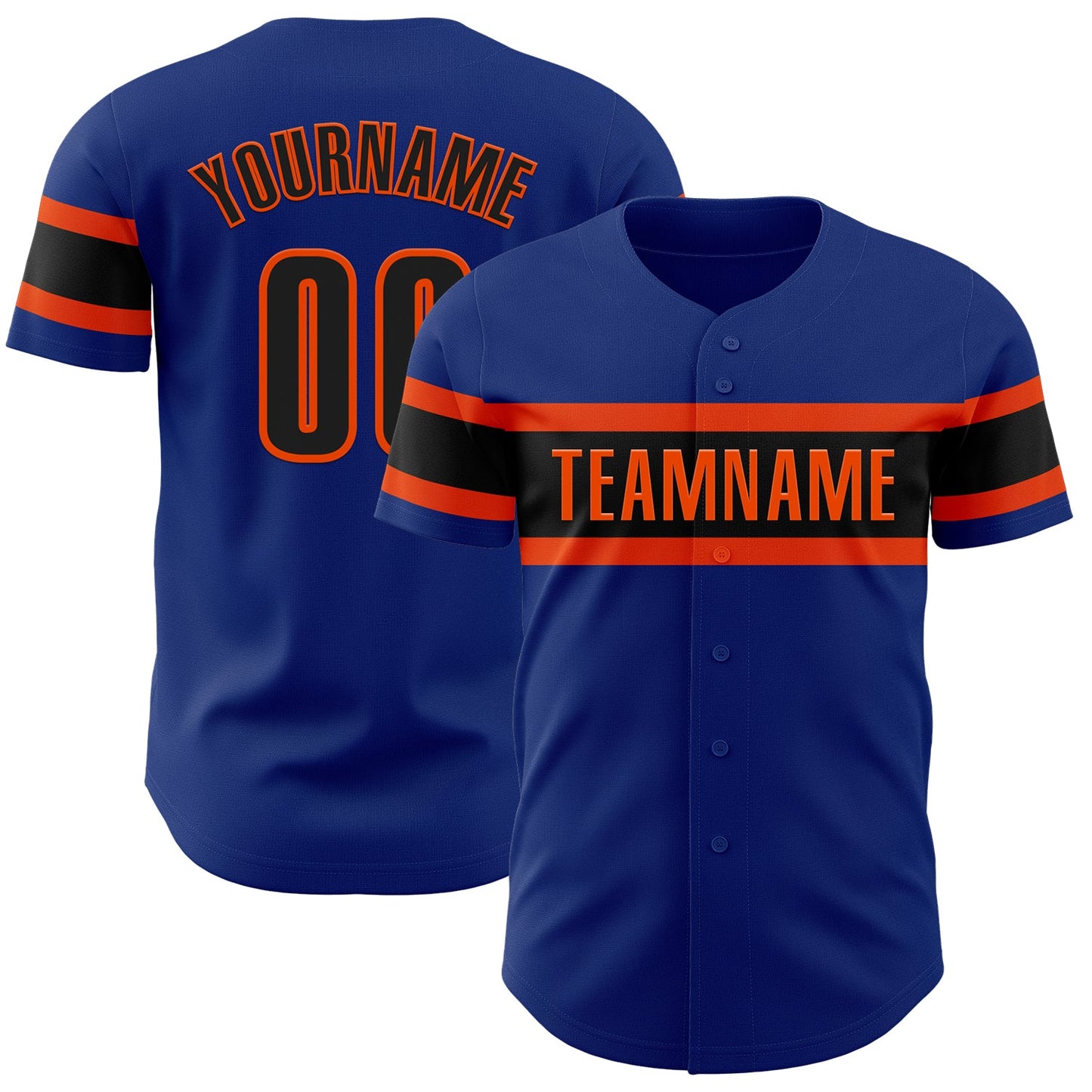Custom Royal Black-Orange Authentic Baseball Jersey - Main View