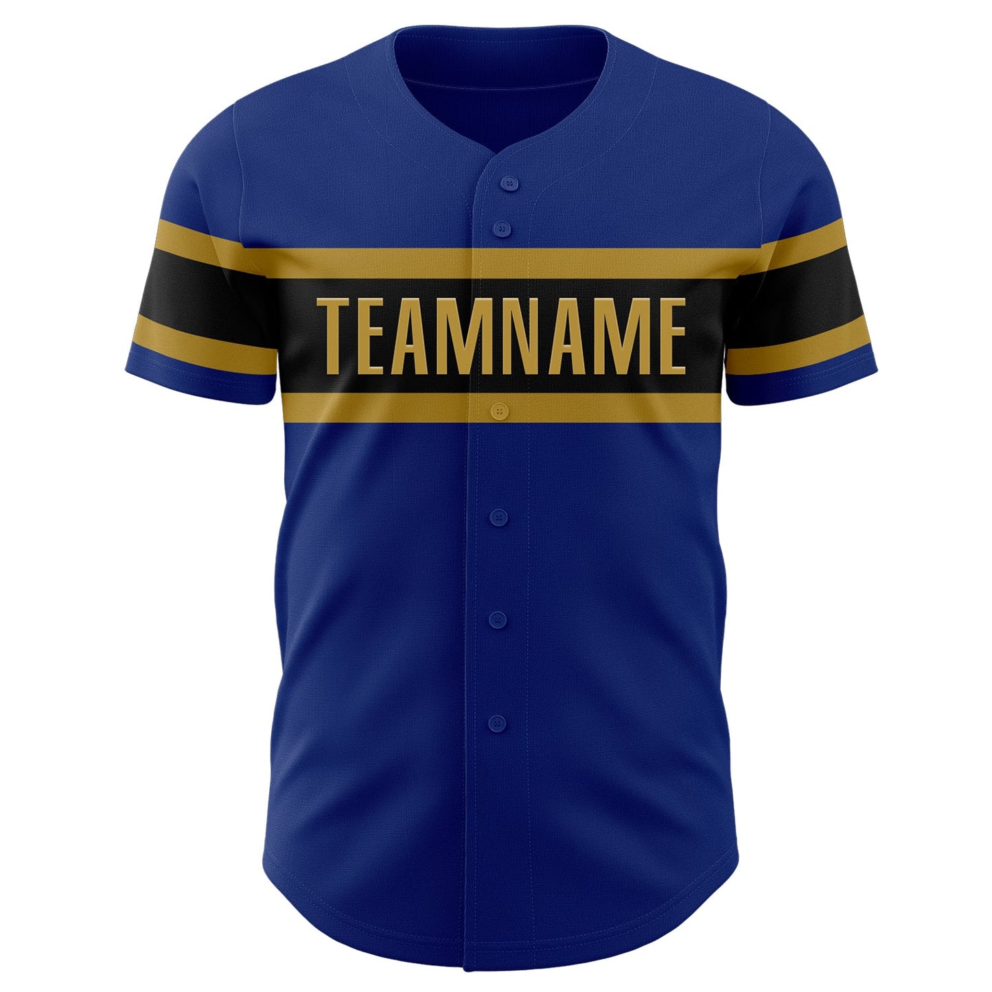 Custom Royal Black-Old Gold Authentic Baseball Jersey view 2