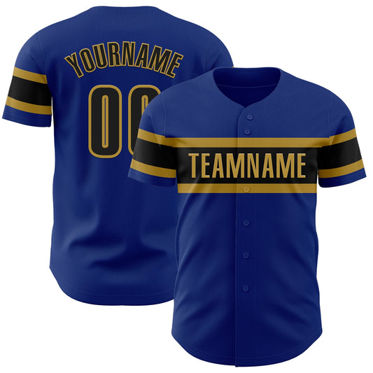 Custom Royal Black-Old Gold Authentic Baseball Jersey - Main View