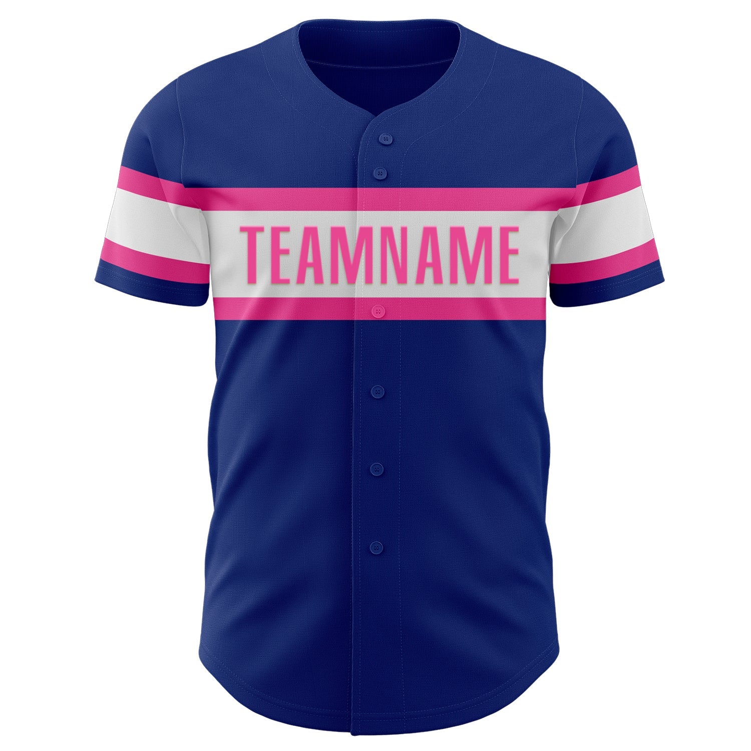 Custom Royal White-Pink Authentic Baseball Jersey view 2