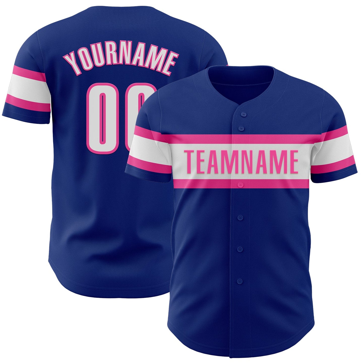Custom Royal White-Pink Authentic Baseball Jersey - Main View