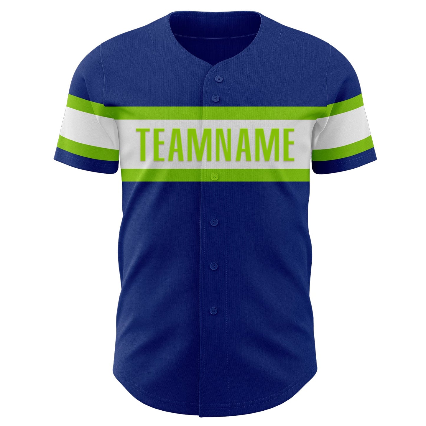 Custom Royal White-Neon Green Authentic Baseball Jersey view 2