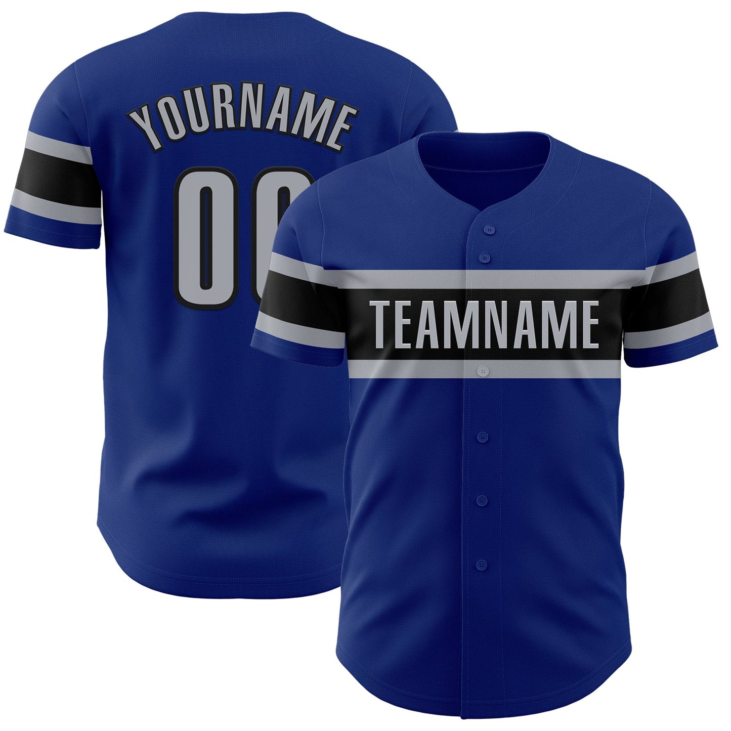 Custom Royal Gray-Black Authentic Baseball Jersey - Main View