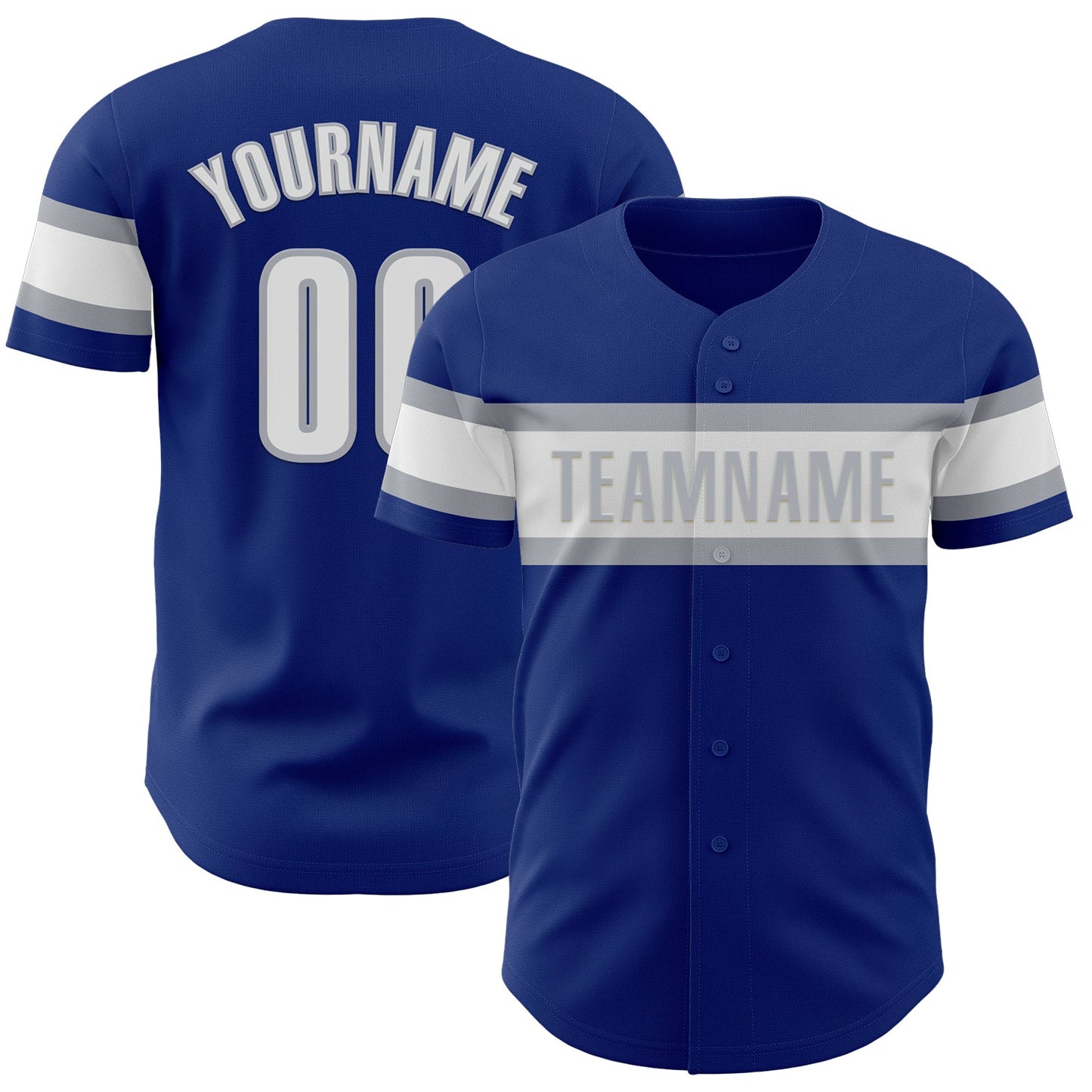 Custom Royal White-Gray Authentic Baseball Jersey - Main View