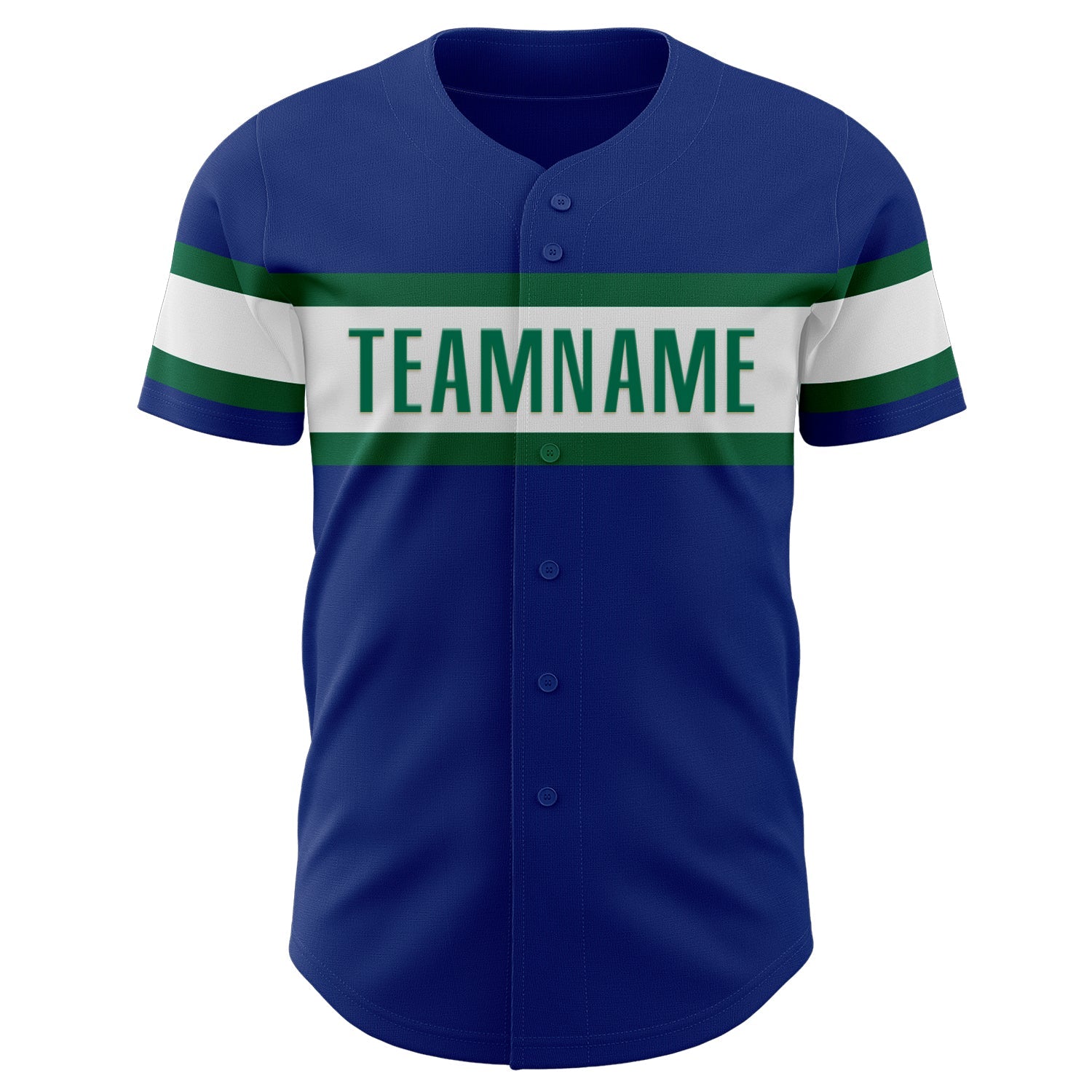 Custom Royal White-Kelly Green Authentic Baseball Jersey view 2