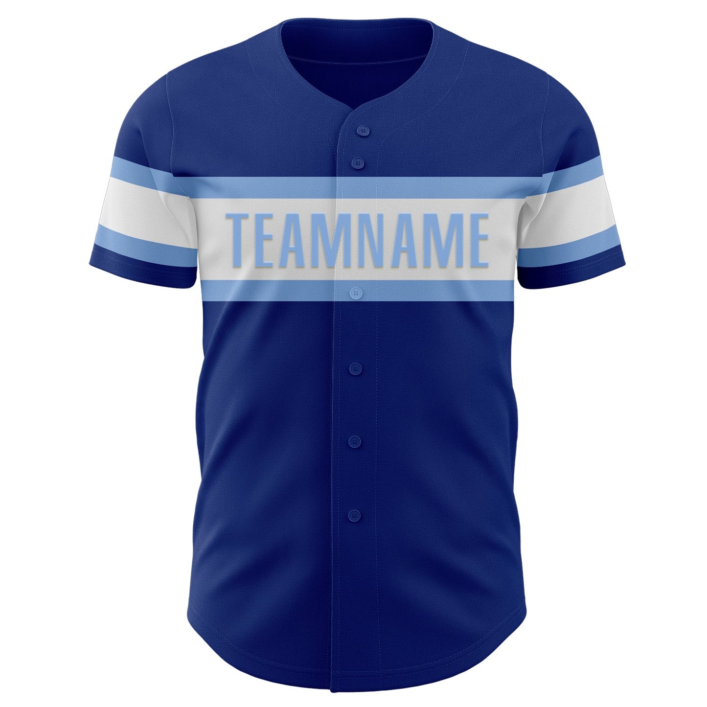 Custom Royal White-Light Blue Authentic Baseball Jersey view 2