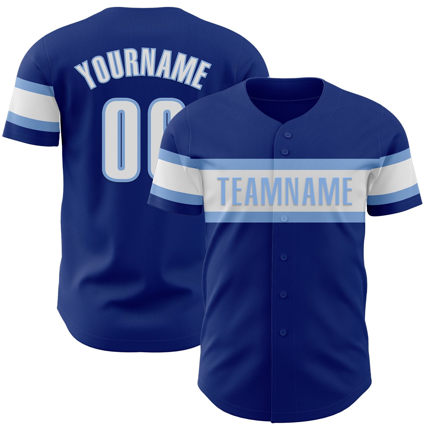 Custom Royal White-Light Blue Authentic Baseball Jersey - Main View