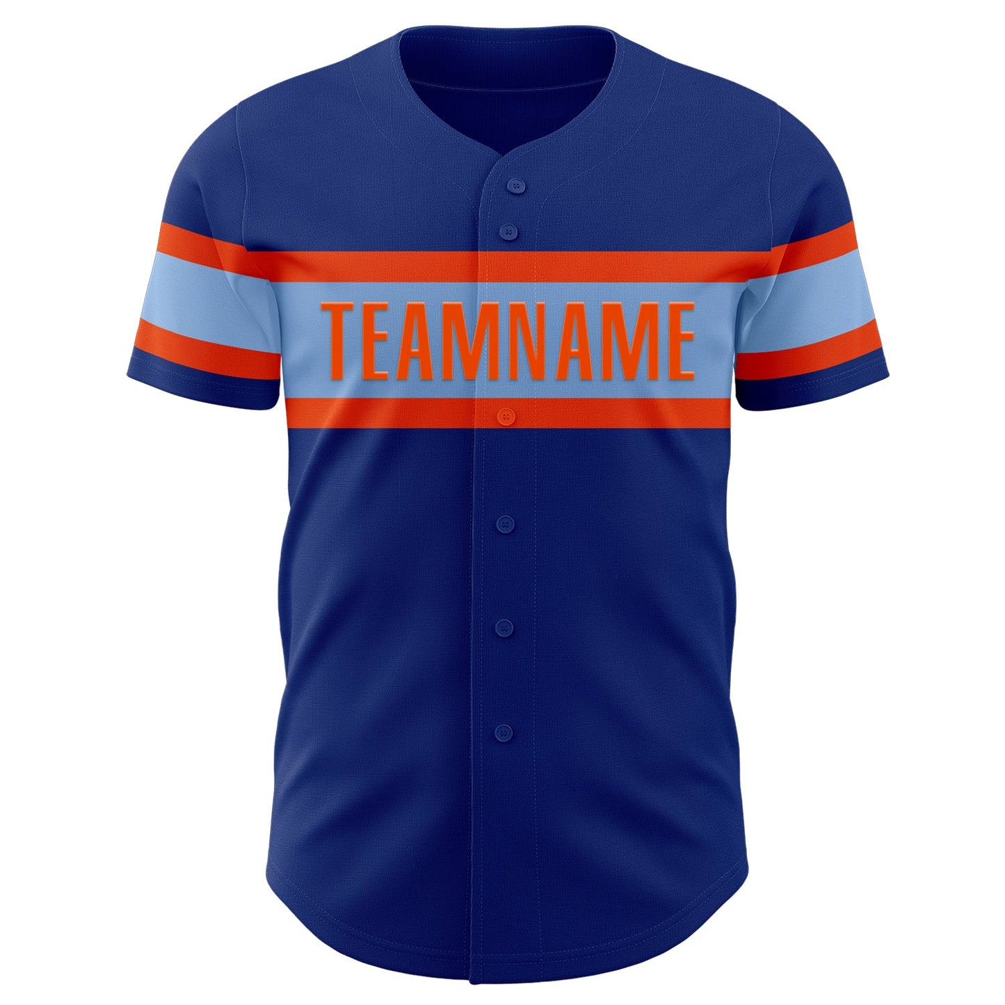 Custom Royal Light Blue-Orange Authentic Baseball Jersey view 2
