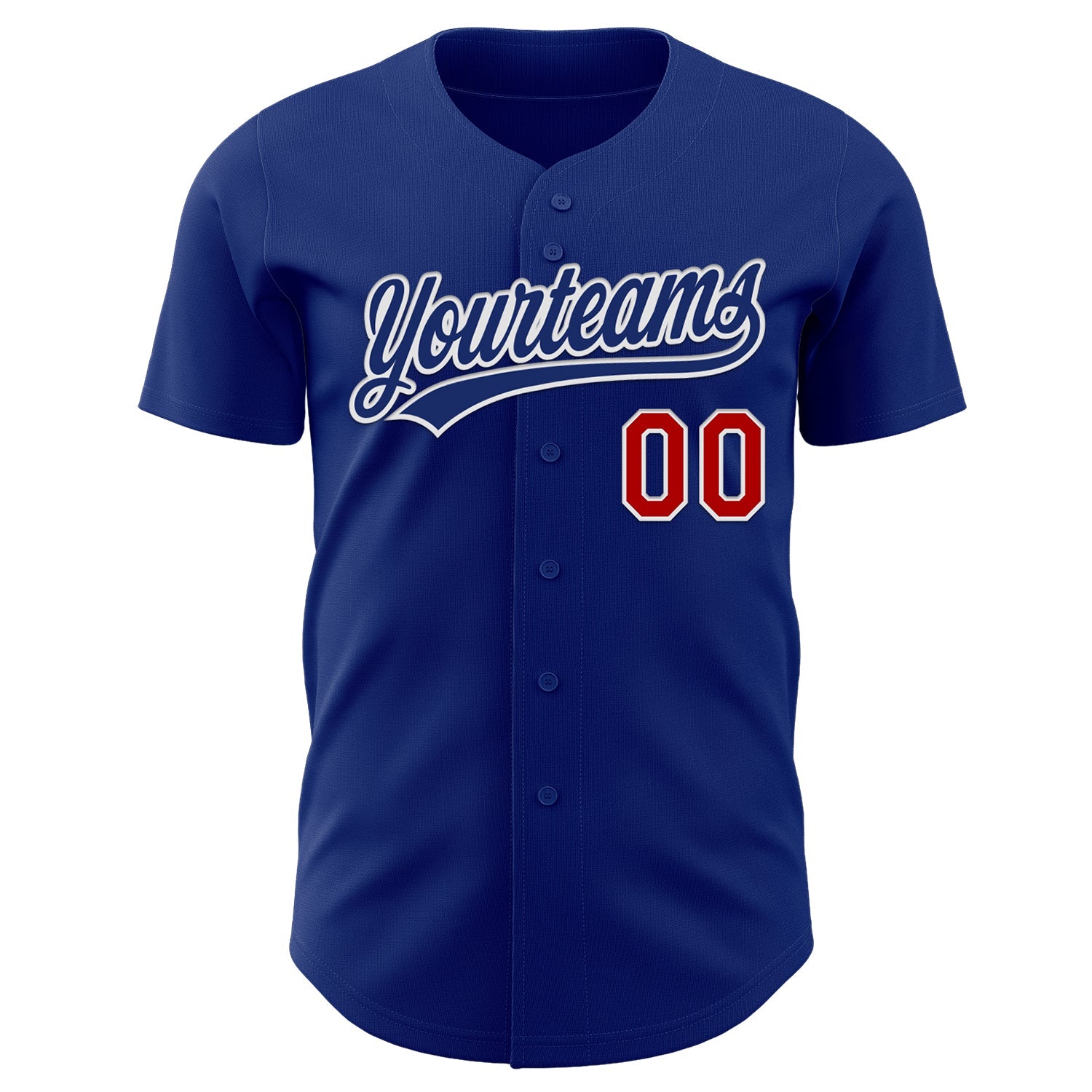 Custom Royal Red-White Authentic Baseball Jersey view 2