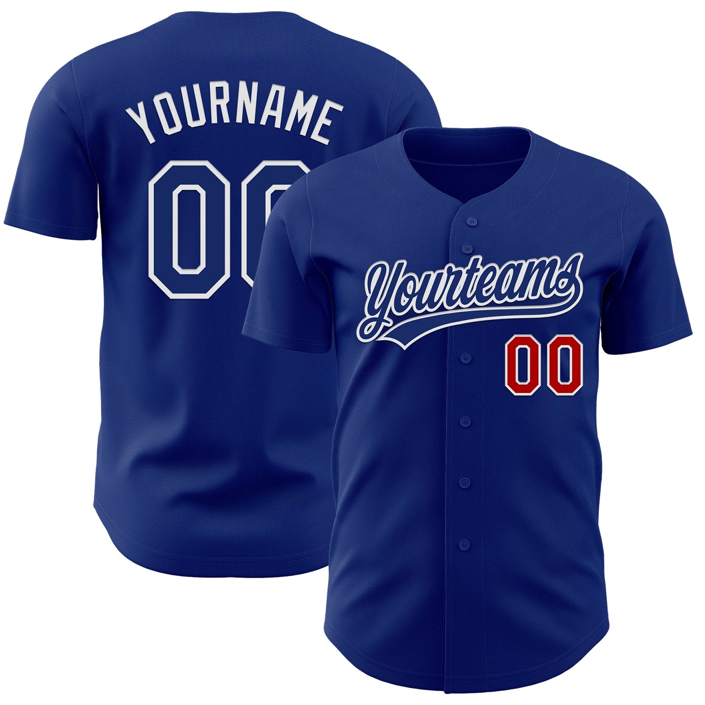 Custom Royal Red-White Authentic Baseball Jersey - Main View