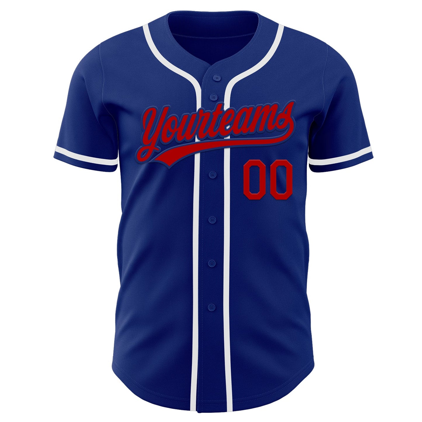 Custom Royal Red-White Authentic Baseball Jersey view 2