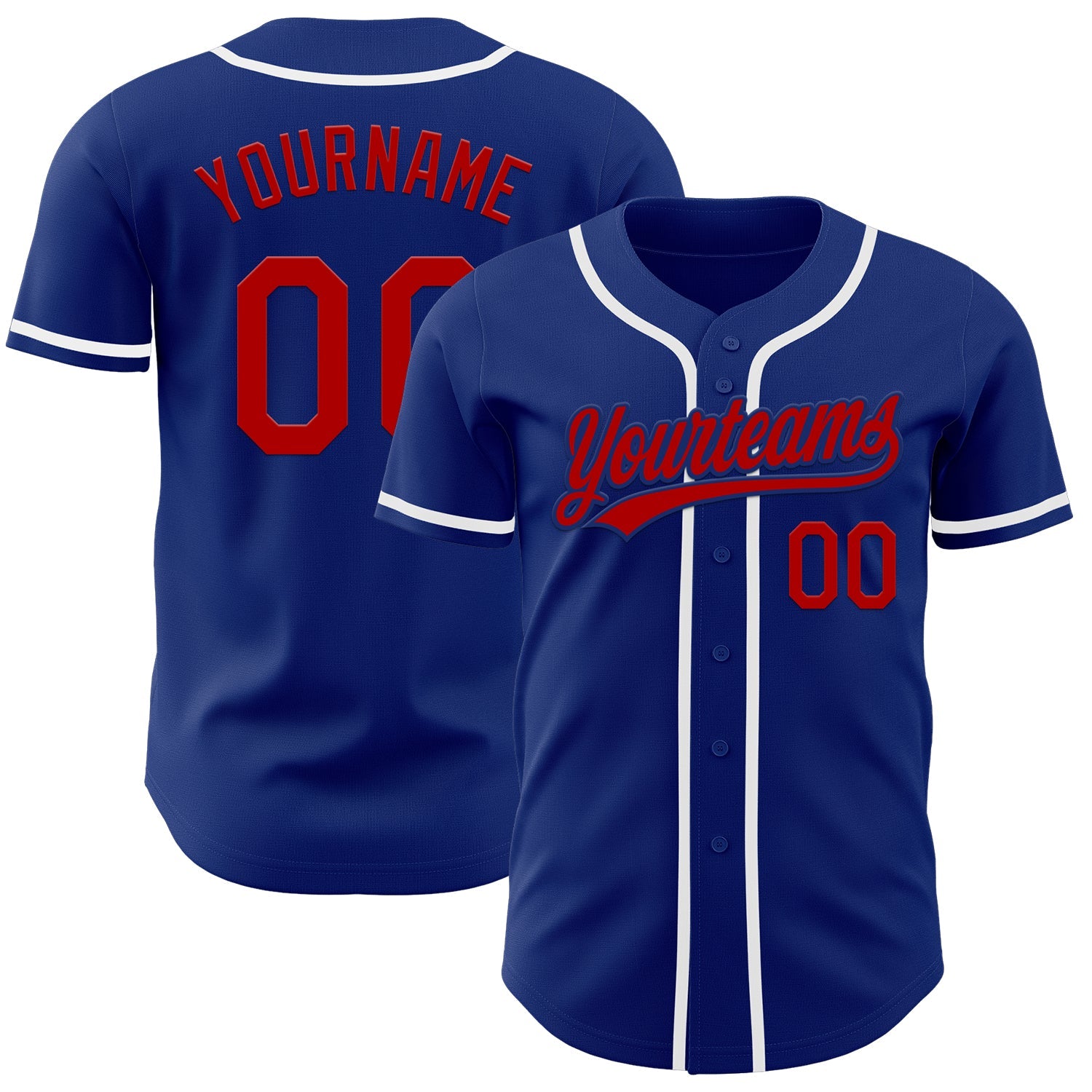 Custom Royal Red-White Authentic Baseball Jersey - Main View