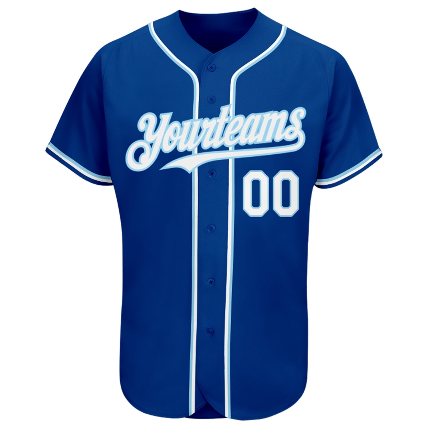 Custom Royal White-Light Blue Authentic Baseball Jersey view 3