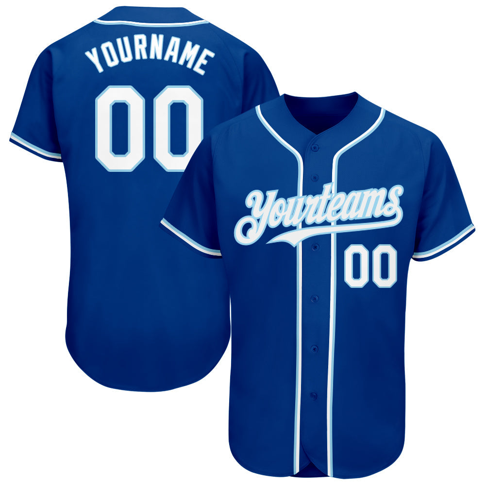 Custom Royal White-Light Blue Authentic Baseball Jersey - Main View