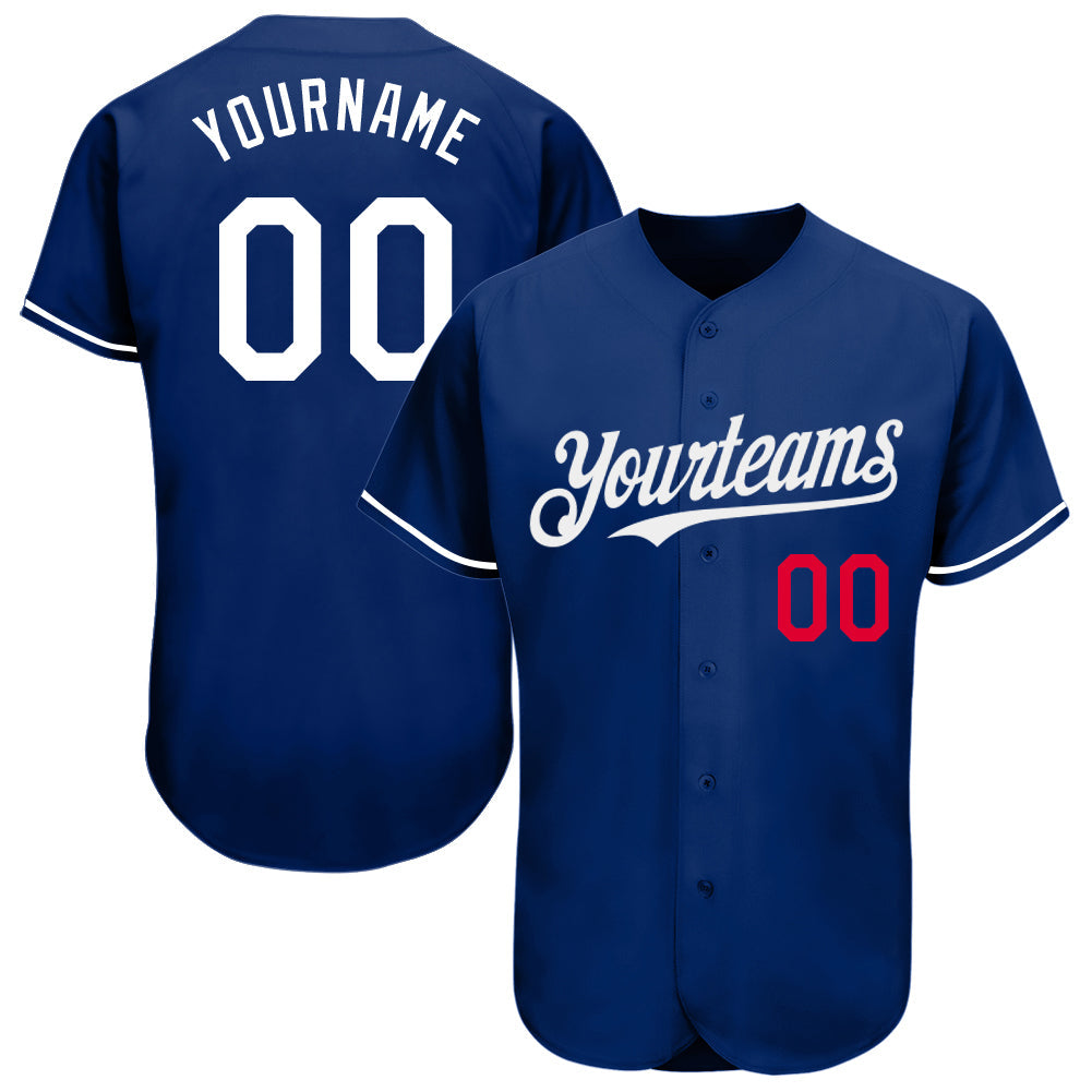 Custom Royal White-Red Authentic Baseball Jersey - Main View