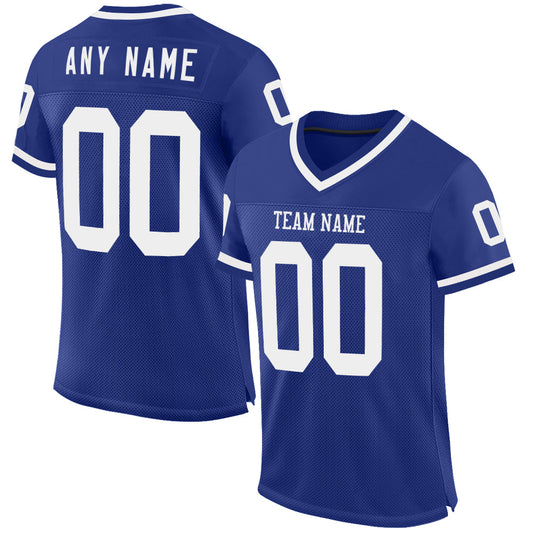 Custom Royal White Mesh Authentic Throwback Football Jersey - Main View