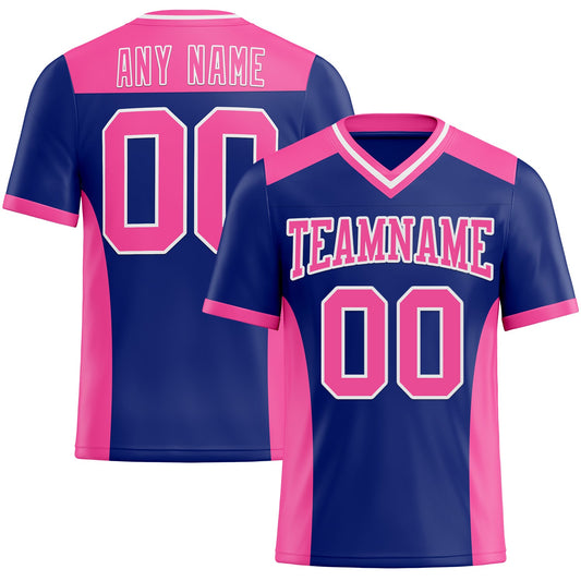 Custom Royal Pink-White Authentic Football Jersey - Main View