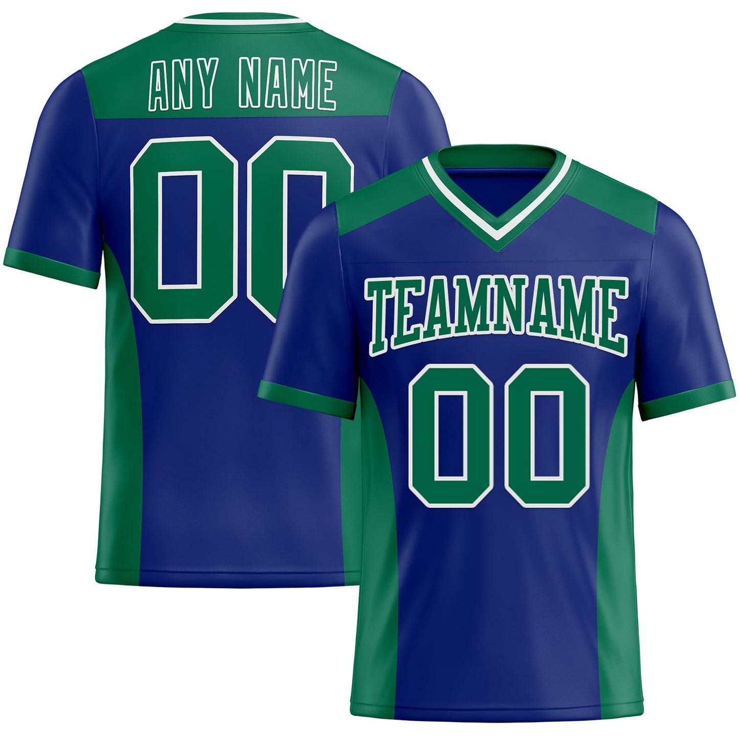 Custom Royal Kelly Green-White Authentic Football Jersey - Main View