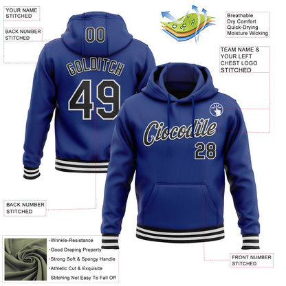 Custom Stitched Royal Black-White Sports Pullover Sweatshirt Hoodie view 3