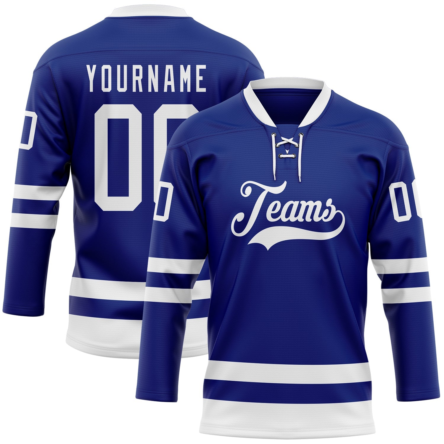 Custom Royal White Hockey Lace Neck Jersey - Main View