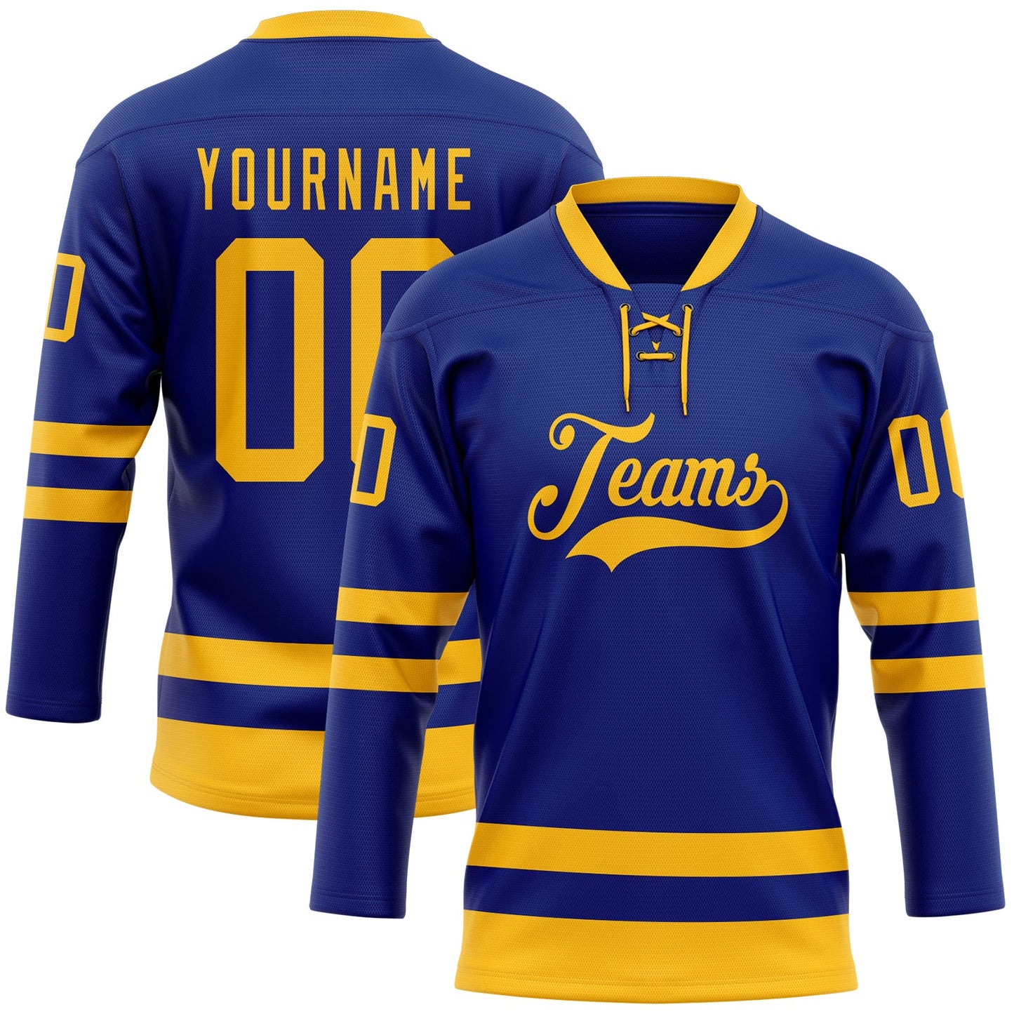 Custom Royal Gold Hockey Lace Neck Jersey - Main View