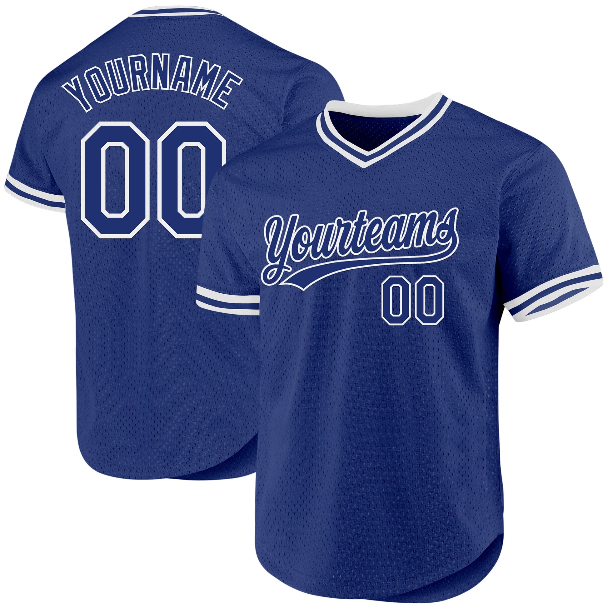 Custom Royal White Authentic Throwback Baseball Jersey - Main View