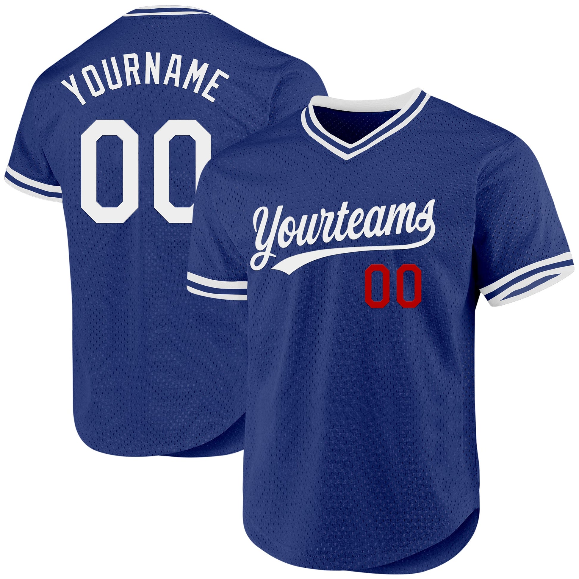 Custom Royal White-Red Authentic Throwback Baseball Jersey - Main View