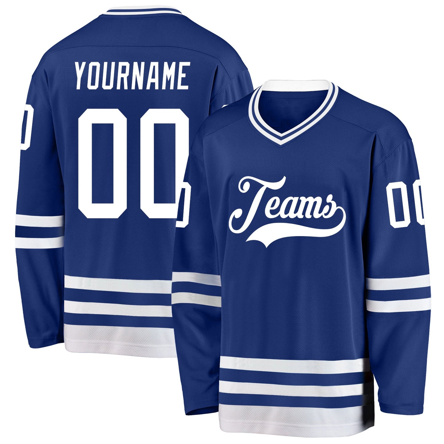 Custom Royal White Hockey Jersey - Main View