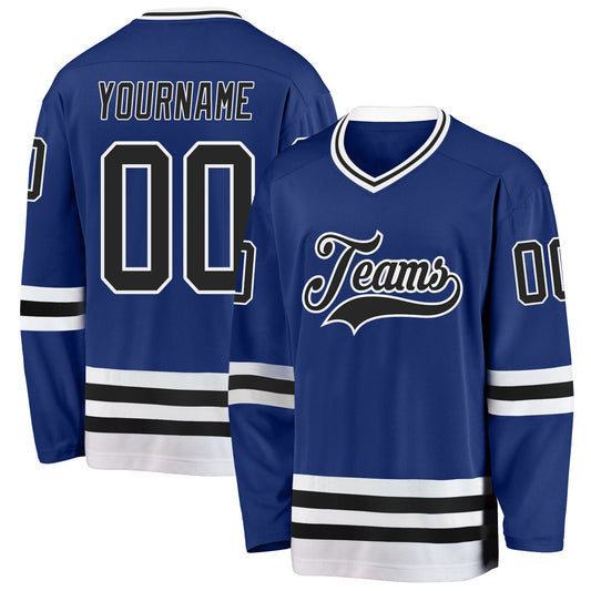 Custom Royal Black-White Hockey Jersey - Main View