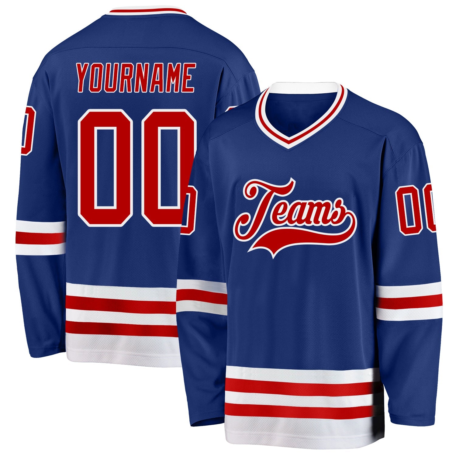 Custom Royal Red-White Hockey Jersey - Main View