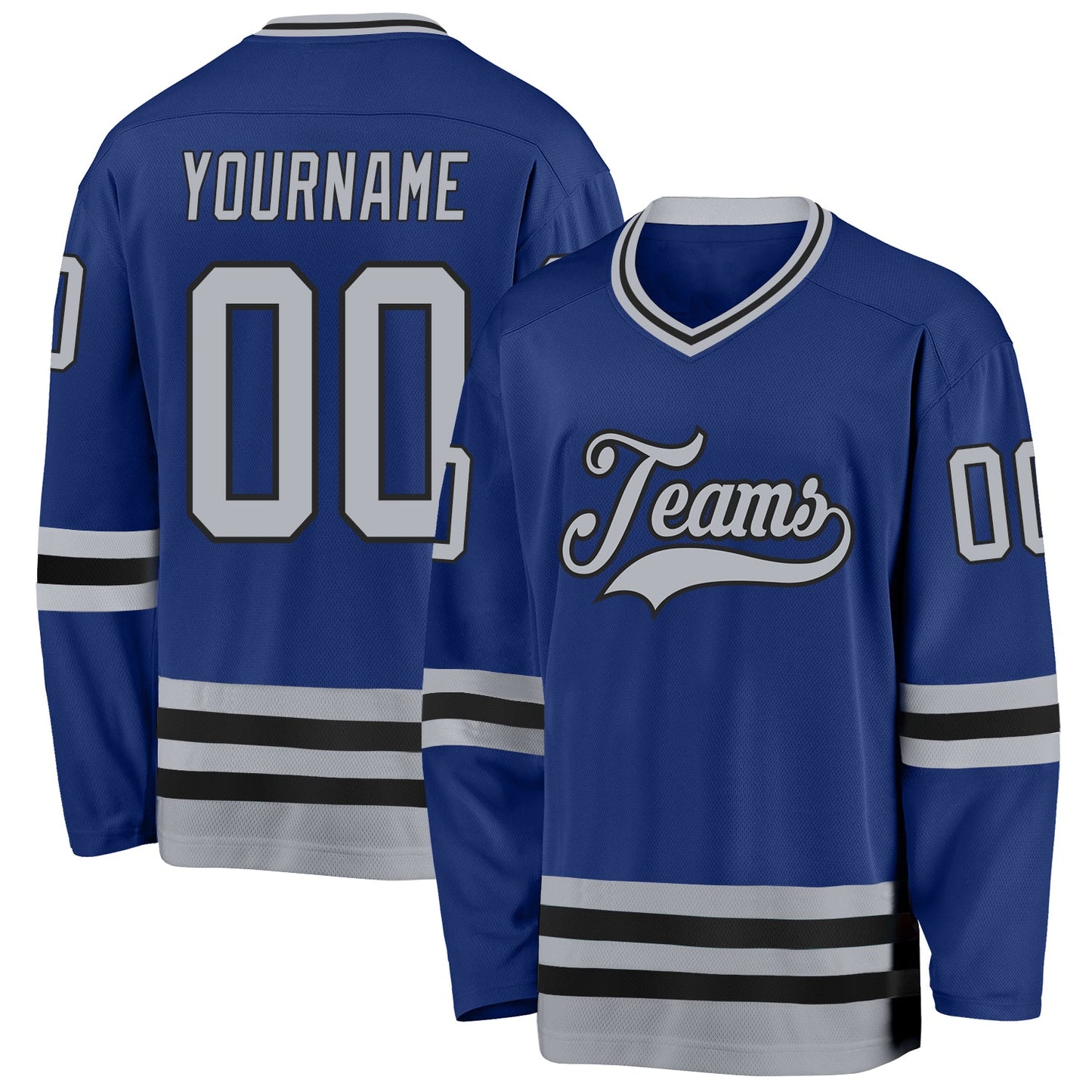 Custom Royal Gray-Black Hockey Jersey - Main View